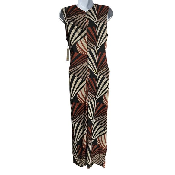 Taylor Sleeveless Maxi Dress With Abstract Print Black & Rust Colors Size Medium - Picture 2 of 11